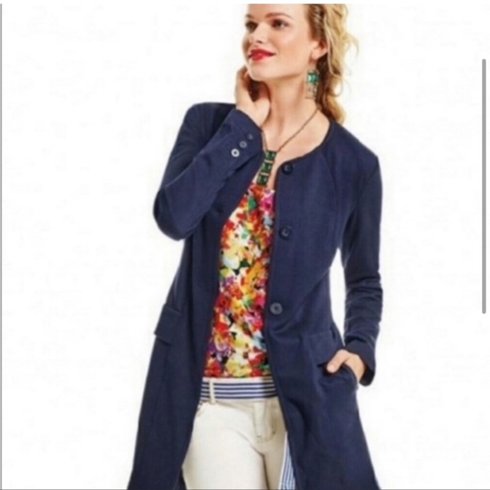 Cabi Lido navy blue button front jacket size small 5093